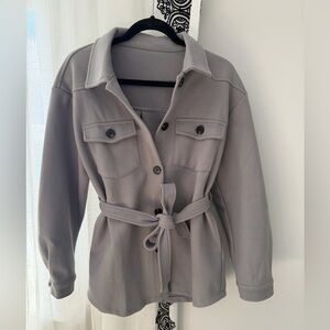 Women's Gray Belted Shacket